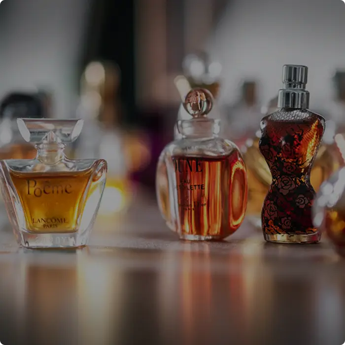 A curated arrangement of classic perfume bottles